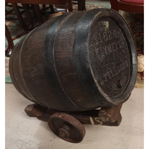 528 - A Gayners Attleboro metal bound flask on stand