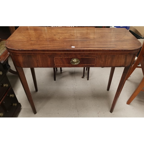 540A - An early 19th Century inlaid mahogany fold over tea table;an Edwardian mahogany bedroom chair