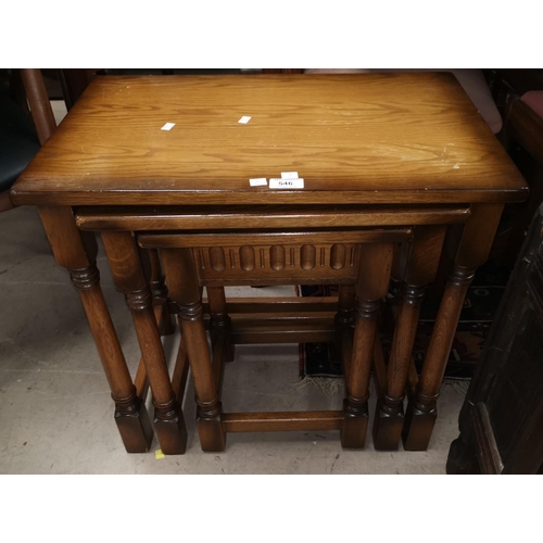 546 - An oak nest of 3 Jacobean style occasional tables