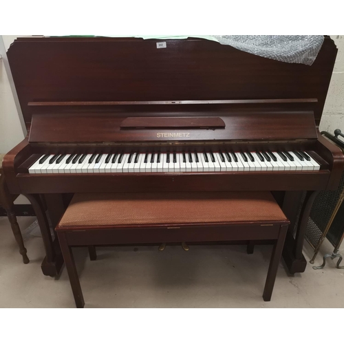 671 - A small modern mahogany cased iron framed overstrung piano by STEINMETZ