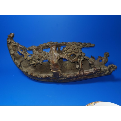 167a - A Chinese bamboo carving of a boat, length 41cm