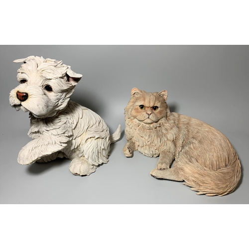 66 - A large Country Artist resin West Highland terrier, a similar cat, a nauticalia fur figure of Mrs Ch... 
