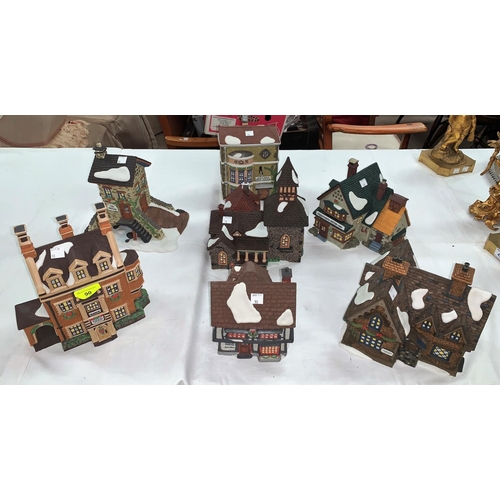 90 - 7 Heritage Village Collection Dickens series china buildings with original boxes - The Maltings, Dur... 