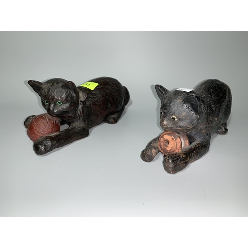 132 - A pair of Bretby terracotta cats