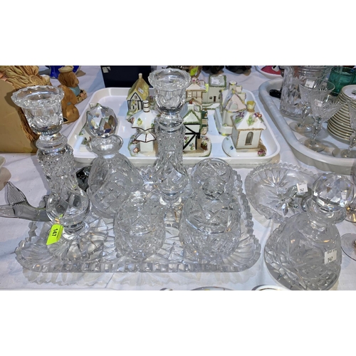 147 - A cut glass dressing table set and other glassware