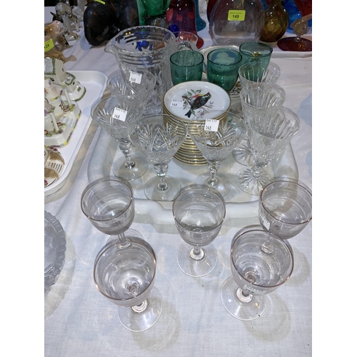 148 - A set of 4 Waterford sherry glasses, 4 Webb glasses and other items