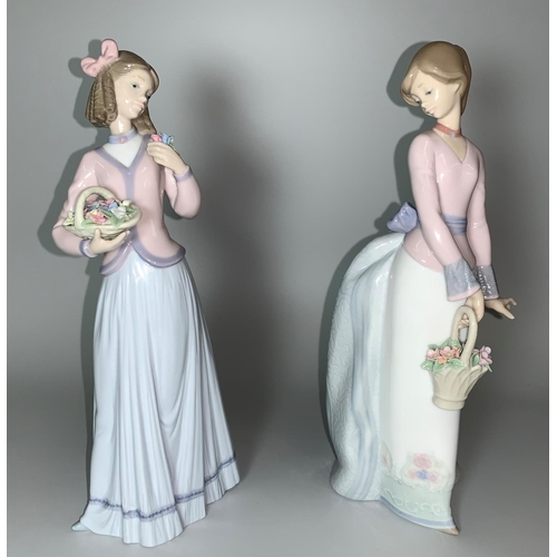 23 - 2 Lladro figures - girls holding baskets of flowers