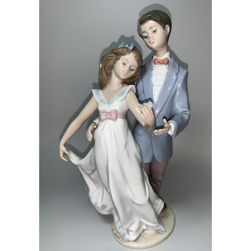 5 - A Lladro group - boy and girl in evening dress, dancing, 10th Anniversary, impressed '7642'