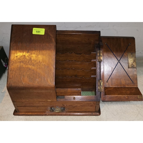 191 - An early oak slope front correspondence box