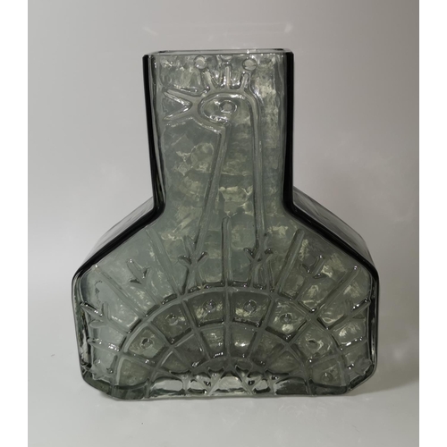 139 - A mid 20th century Flygsfors vase by Wiktor Berndt with etched signature beneath with relief design ... 