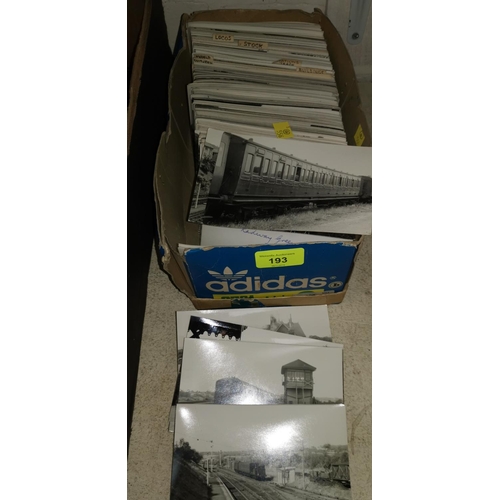193 - A large selection of railway postcards, a loose leaf album of railway related stamps