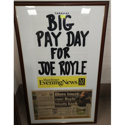 222 - A vintage poster & press clipping relating to Joe Royle, Man City