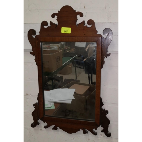 223 - A small 19th century wall mirror in Chippendale style fretwork frame