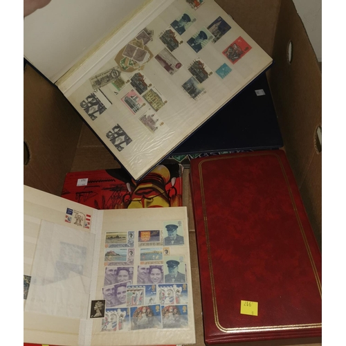 349 - A collection of stamps in album and stockbook with some mint stamps in packets and FDC's