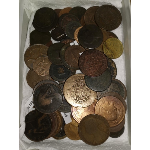 381 - A collection of over 70 copper & brass world coins Roman - 1950's