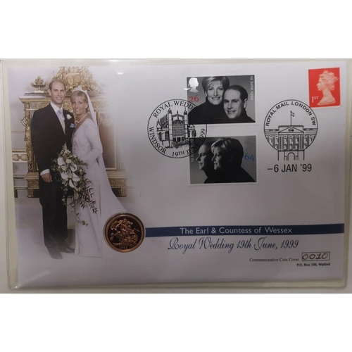 404 - GB: The Earl and Countess of Wessex Royal Wedding 19th June 1999 Gold Sovereign commemorative coin c... 