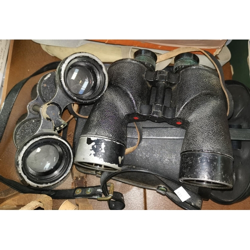 531 - A pair of Canadian WWII naval binoculars dated 1945, cased and another pair bino prism MKIV