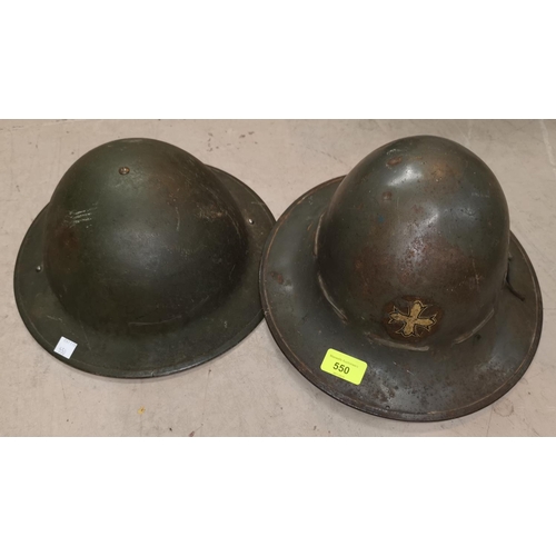 550 - Two WWII British helmets