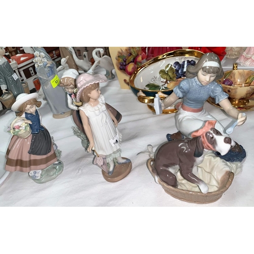 98A - Four figures of girls, one nursing a poorly dog