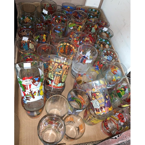 112 - 50 small enamelled glass tumblers decorated with TV & film cartoon characters