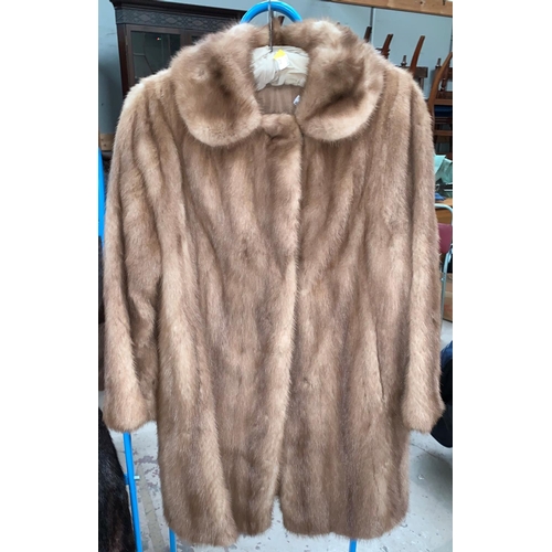 733 - A blonde mink 3/4 length coat (approx size 12)