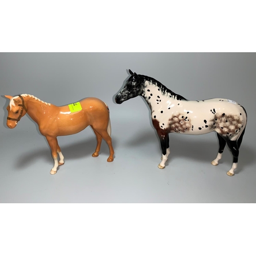 77 - A Beswick Appaloosa pony; a Beswick ginger horse