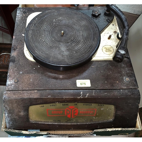 675 - An early PYE stereo record deck.