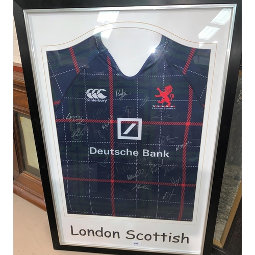785 - A London Scottish Rugby Union shirt, autographed 2013-14 season framed