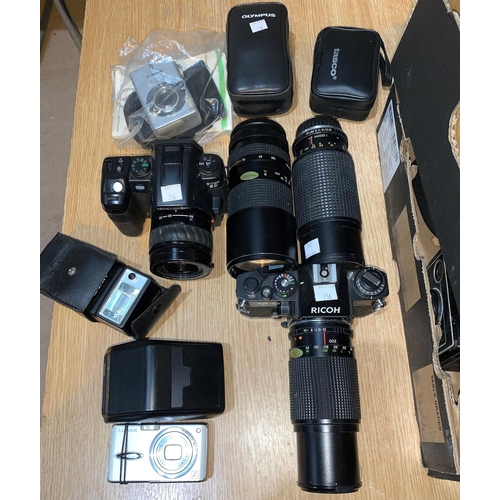 756 - A Ricoh SLR Camera and other cameras and lenses