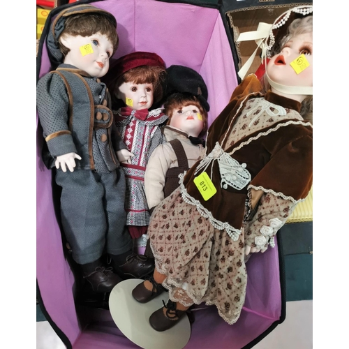 813 - Franklin heirloom girl doll; 3 similar dolls