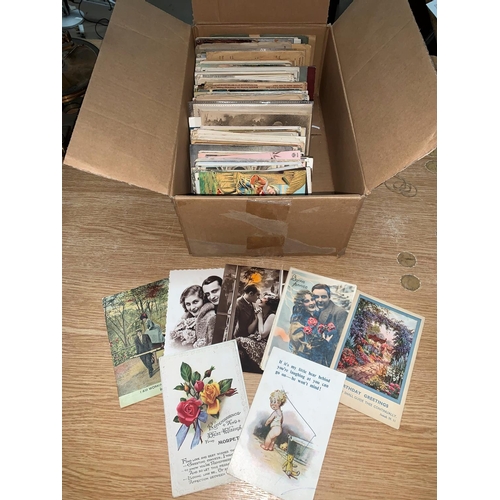 456 - Cardboard box - 500 postcards subject cards & UK topo 1905 - 50