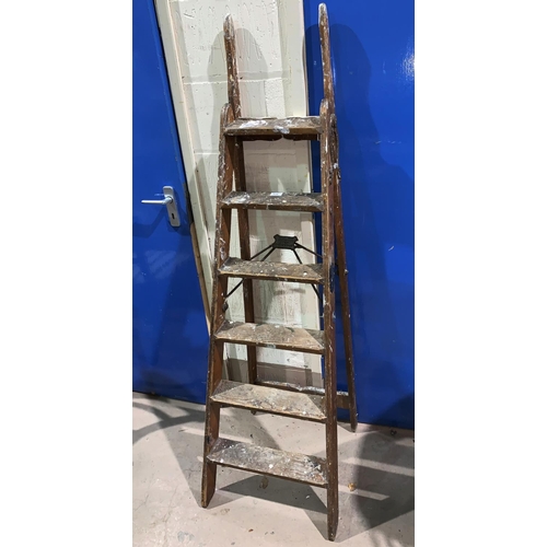 628 - A Simplex stained pine 6 tread stepladder (sold as a display item only)