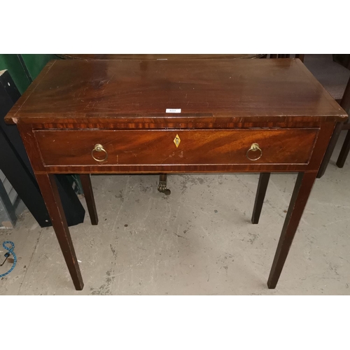 631 - An Edwardian inlaid mahogany side table with single drawer, on tapering legs