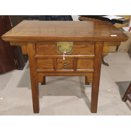 115 - A modern Chinese hardwood altar / side cabinet with one large er and one smaller drawer