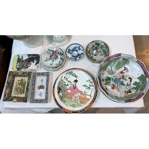 118 - A large selection of modern Chinese decorative plates, dishes, saucers etc