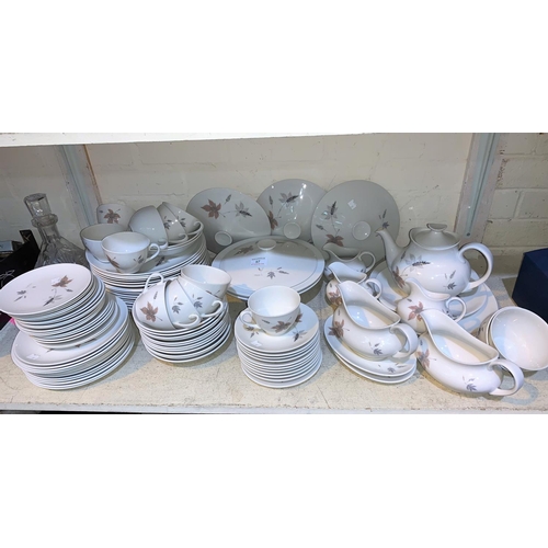 57 - A large selection of Royal Doulton Tumbling Leaves bone china dinner ware (approx. 100 pieces)