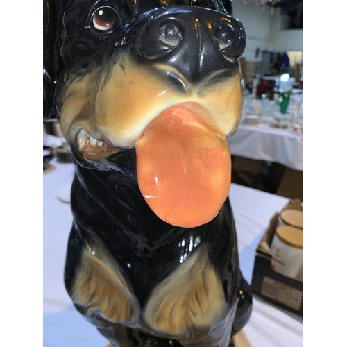 74 - A large majolica figure of a Rottweiler, 75 cm (tongue a.f.)