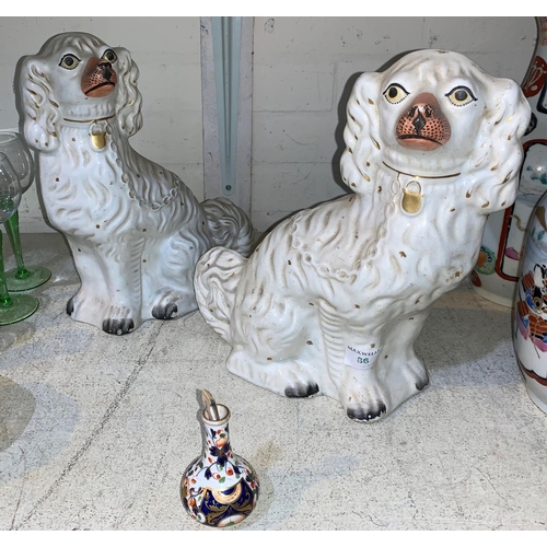 86 - A pair of Staffordshire dogs; an early 19th century Imari pattern posy vase by Royal Crown Derby; a ... 