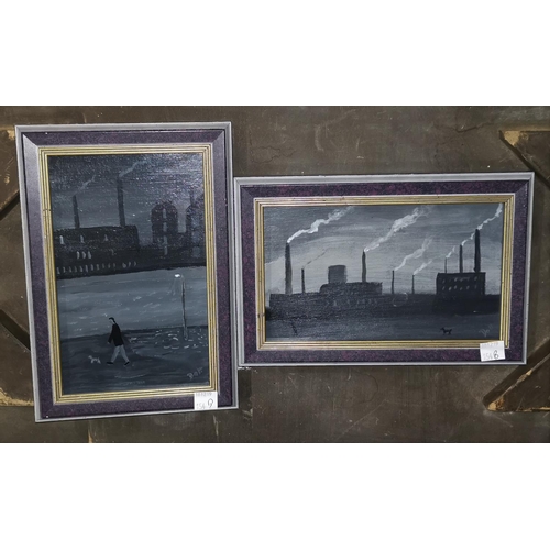 154b - Vincent Dott:  two Northern Scenes, monochrome oils on board, 19 cm x 12 cm & 11 cm x 19 cm, both fr... 