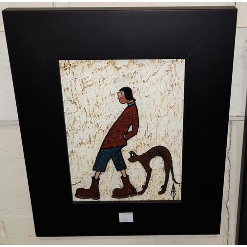 155B - Albert Barlow: 'Boy and Dog', Northern Scene, oil on board, signed, 19 x 14cm