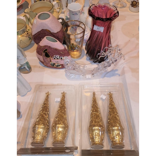 51 - A selection of Aynsley china; 2 1930's jugs; 4 Royal Albert Beatrix Potter figures:  Benjamin Bunny;... 
