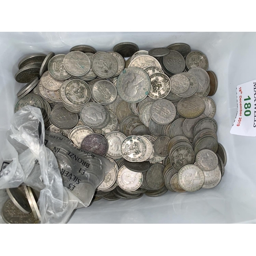 180 - A quantity of GB pre-decimal coins, mostly shillings