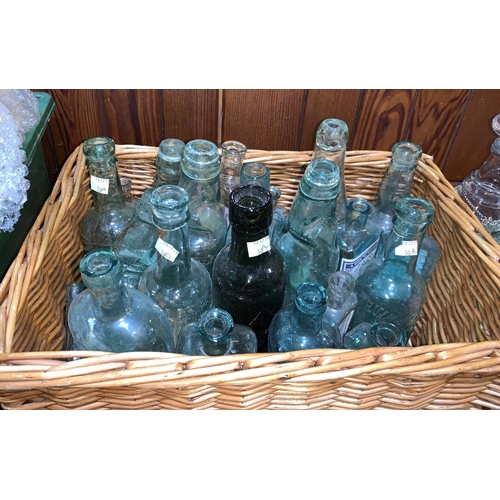 50a - A selection of vintage glass bottles; other glassware