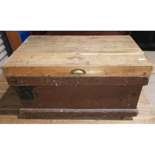 317 - A Victorian pine tool chest with later top; a similar chest