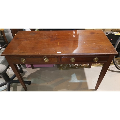 330 - A 19th century mahogany side table with 2 frieze drawers