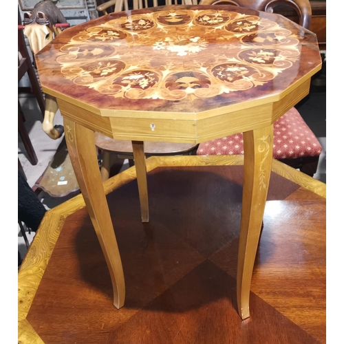 341A - An inlaid musical work/occasional table in the Sorrento style