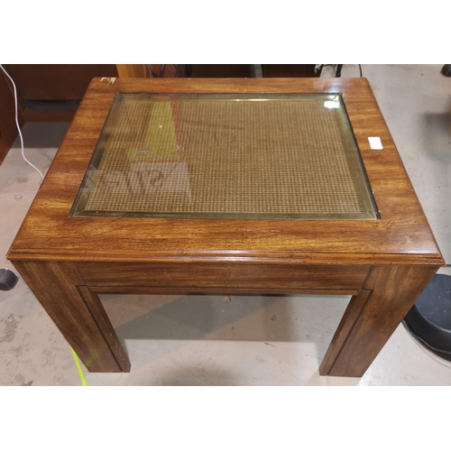 377 - A modern hall / coffee table with woven top