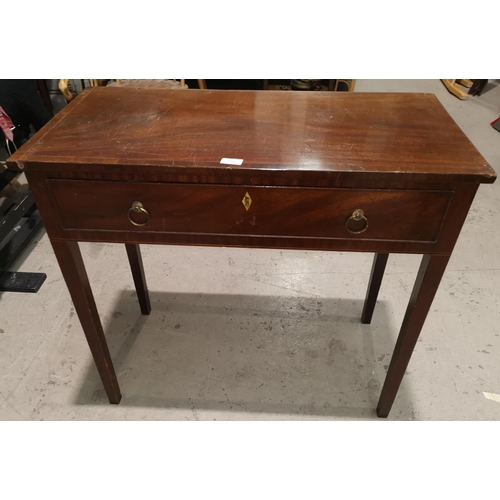 456 - An Edwardian inlaid mahogany side table with single drawer, on tapering legs