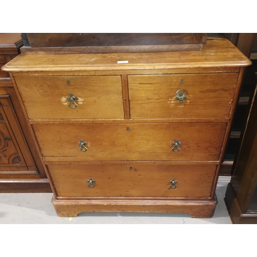 469 - A Victorian stripped pine chest of 2 long and 2 short drawers