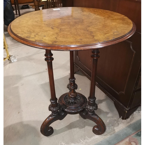 309 - A Victorian occasional table, the circular top in quarter veneered figured walnut with marquetry inl... 